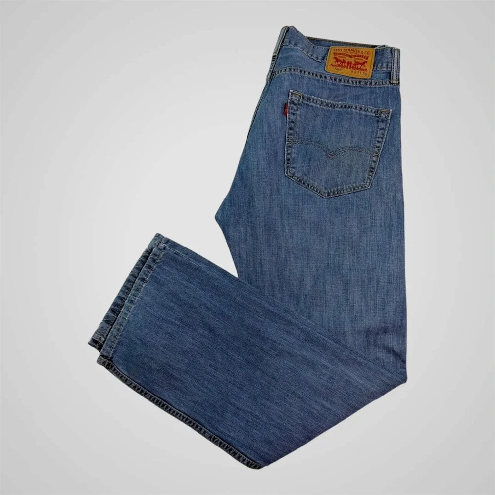 Levis 505 Regular‎ Fit Straight Leg Jeans Mens 34x30 Medium Wash Blue 00505-0236